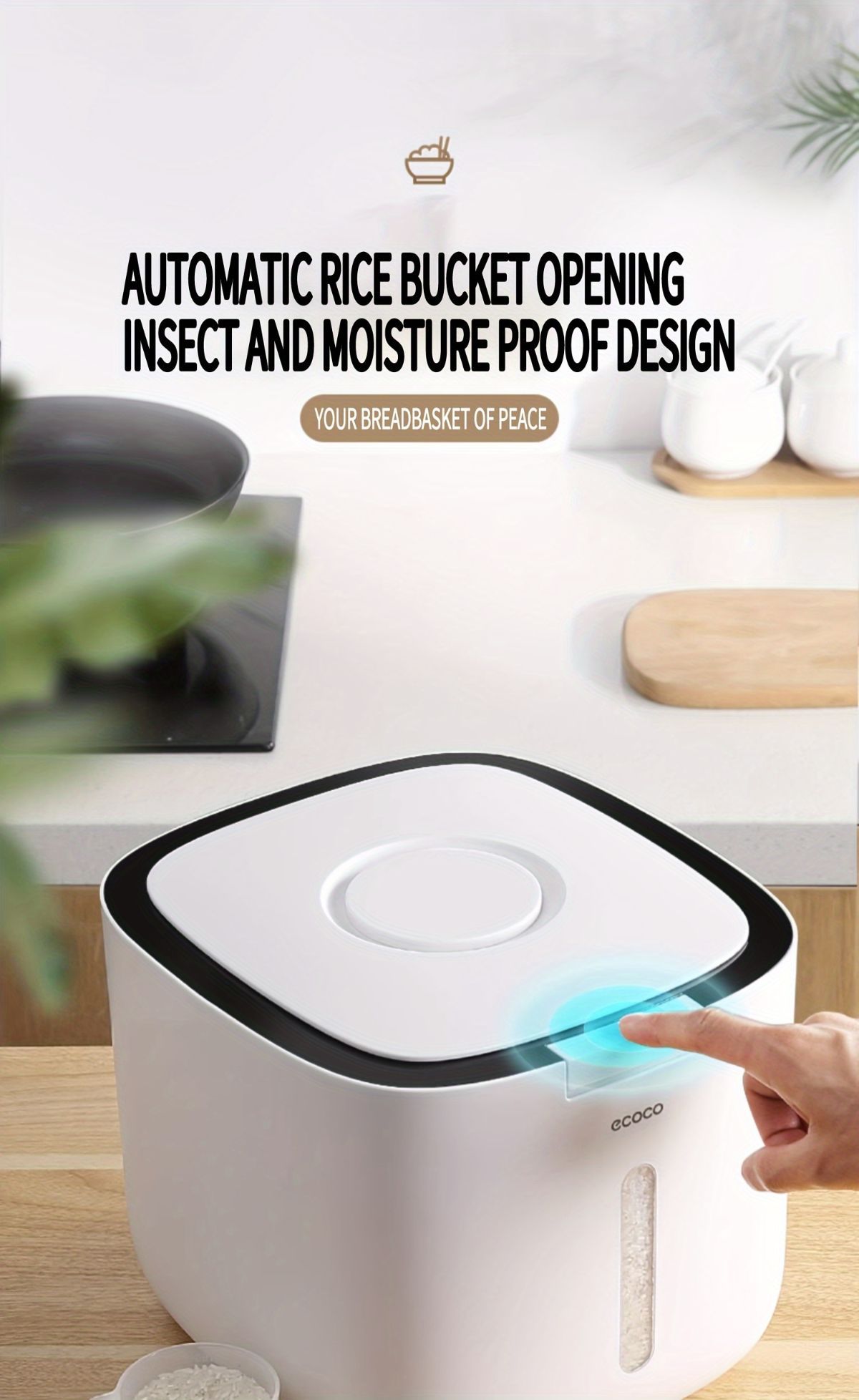 rice storage container, flour storage, sealed container, insect-proof food storage, moisture-proof food container, kitchen storage, airtight container, pantry organizer, Australian kitchen - Gray - Size 10L - Image 2