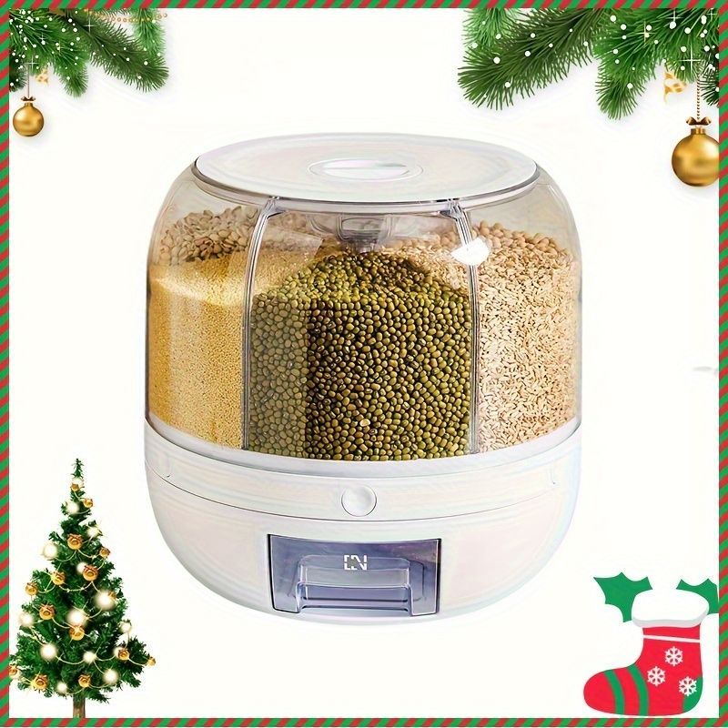 rotating storage container, large capacity grain storage, food storage box, sealed food container, kitchen organization, insect proof food storage, moisture proof food storage, airtight canister, Australian pantry - Beige - Size 12L - Image 8
