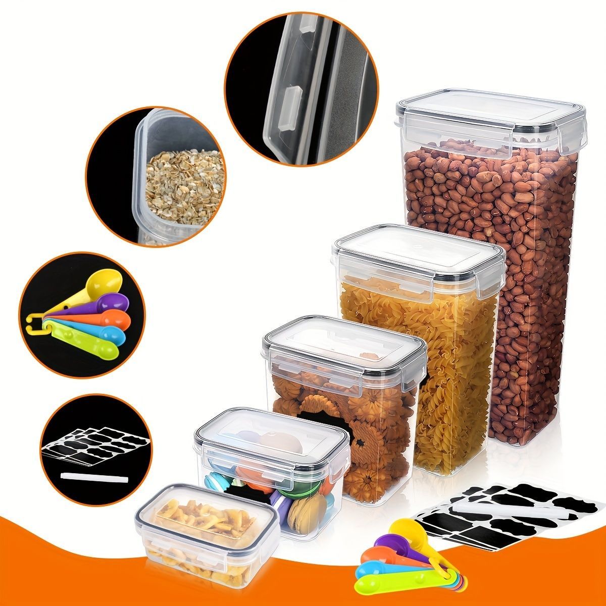 food storage containers, thickened PP containers, airtight food containers, food-grade storage, grain storage, dry goods storage, pantry organization, Australian kitchen - White - Size 16pcs - Image 3