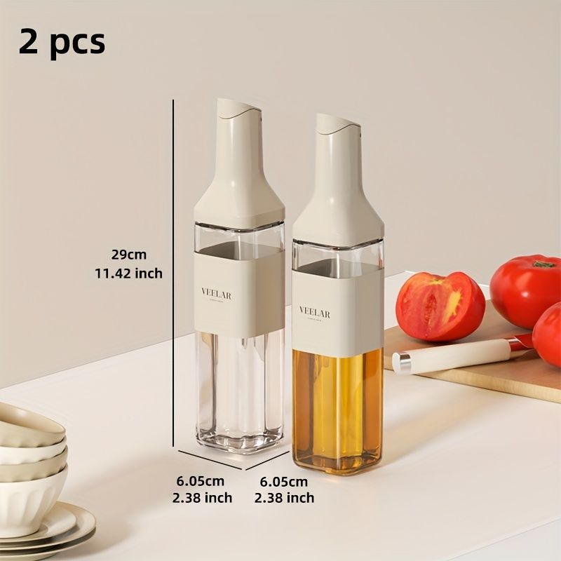 automatic opening glass bottles, oil bottles, condiment bottles, kitchen storage, soy sauce bottles, vinegar bottles, Australian kitchen - Beige - Size 500ml - Image 1