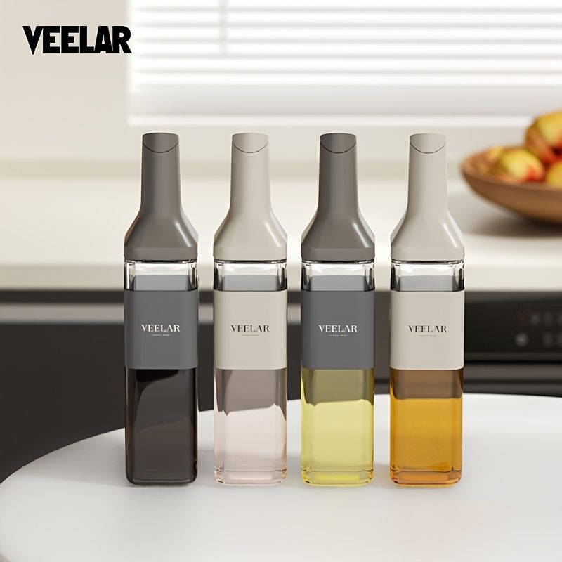 automatic opening glass bottles, oil bottles, condiment bottles, kitchen storage, soy sauce bottles, vinegar bottles, Australian kitchen - Beige - Size 500ml - Image 2