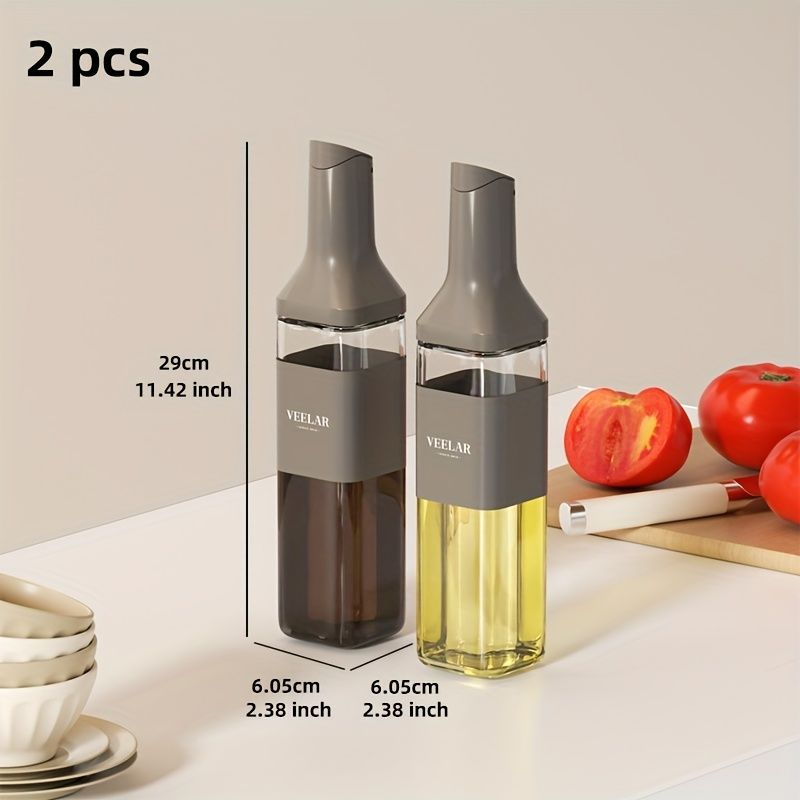 automatic opening glass bottles, oil bottles, condiment bottles, kitchen storage, soy sauce bottles, vinegar bottles, Australian kitchen - Gray - Size 500ml - Image 3
