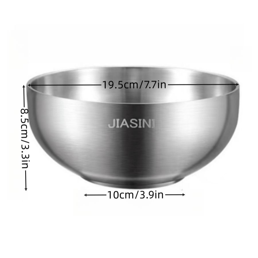 Stainless Steel Noodle Bowls Double-Layered Bowls Heat Insulation Bowls 5-Piece - Silver - Size Pack of 5 pieces - Image 4