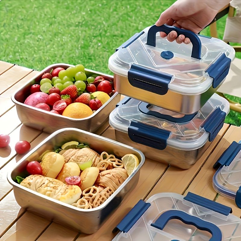 Silver 4PCS stainless steel food storage containers,airtight containers,meal prep containers,stackable food storage,Australian kitchen,leakproof food containers,reusable lunch containers - Image 8