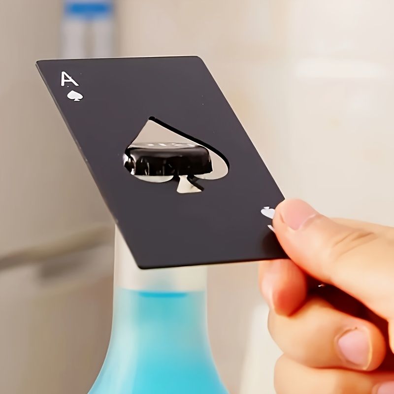 Silver Black Red playing card bottle opener, novelty bottle opener, compact bottle opener, stylish bar tool, stainless steel bottle opener, Australian market bar accessory, unique gift idea - Image 2