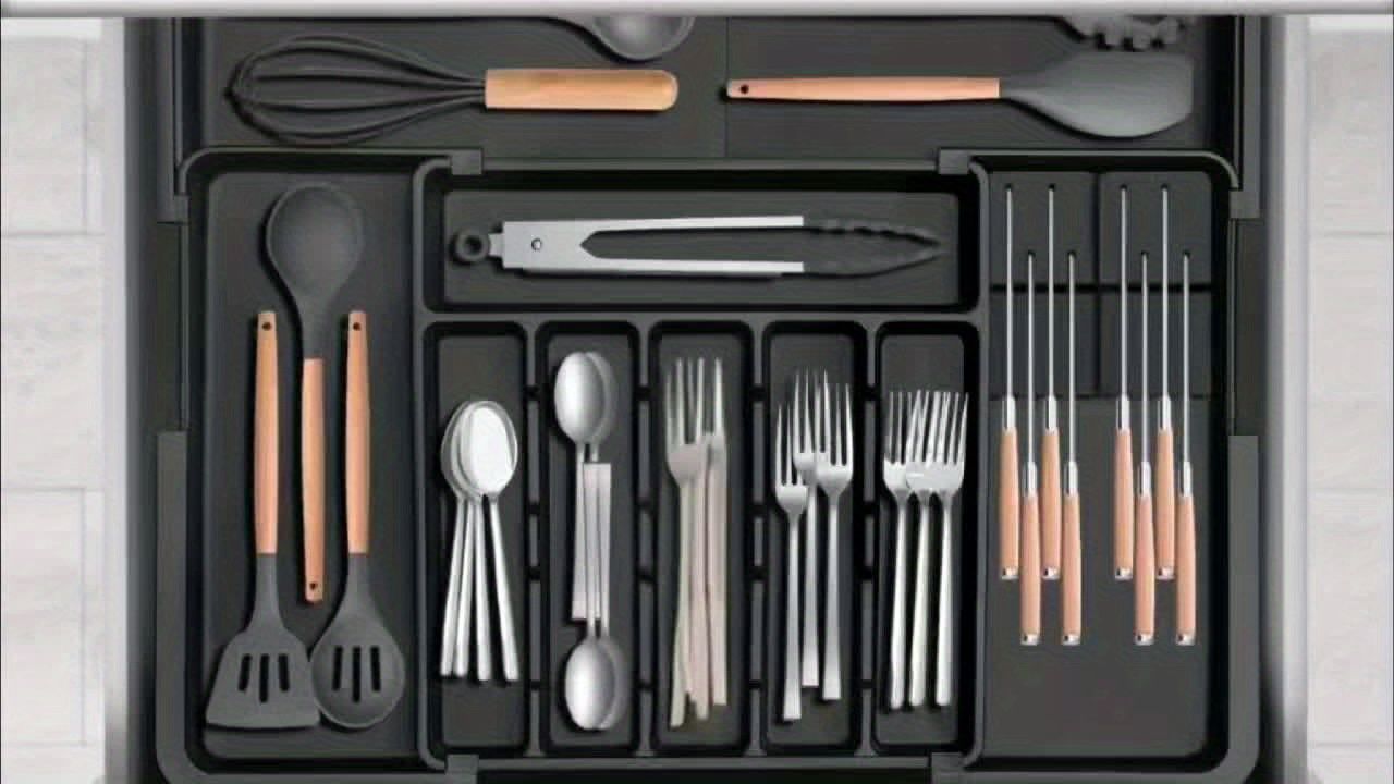 kitchen utensil set, organizer tray, wooden look handles, stainless steel utensils, heat resistant kitchen tools, Australian kitchenware, home cook essentials, non-stick safe utensils, kitchen drawer organizer, cooking utensils set - Image 3