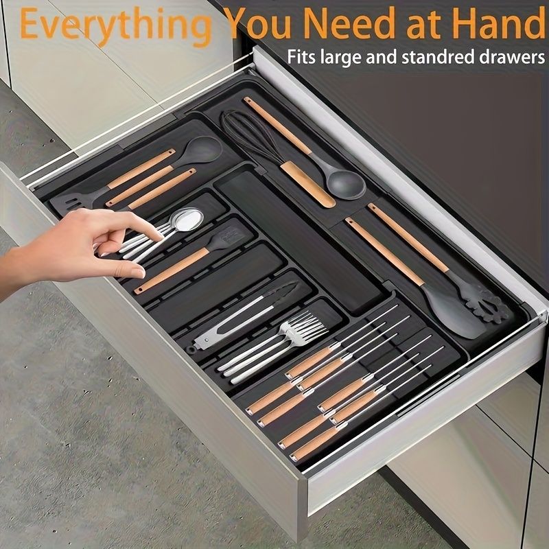 kitchen utensil set, organizer tray, wooden look handles, stainless steel utensils, heat resistant kitchen tools, Australian kitchenware, home cook essentials, non-stick safe utensils, kitchen drawer organizer, cooking utensils set - Image 5