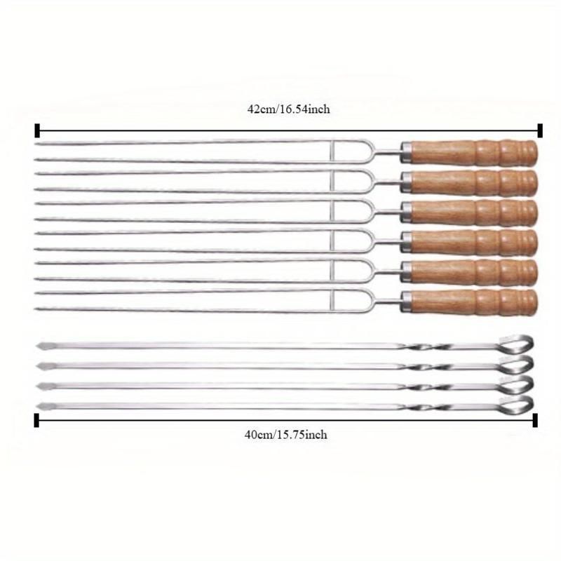 BBQ skewer set, outdoor barbecue Australia, stainless steel skewers, wooden handle skewers, portable skewer set, kebab sticks, grilling accessories - Image 2