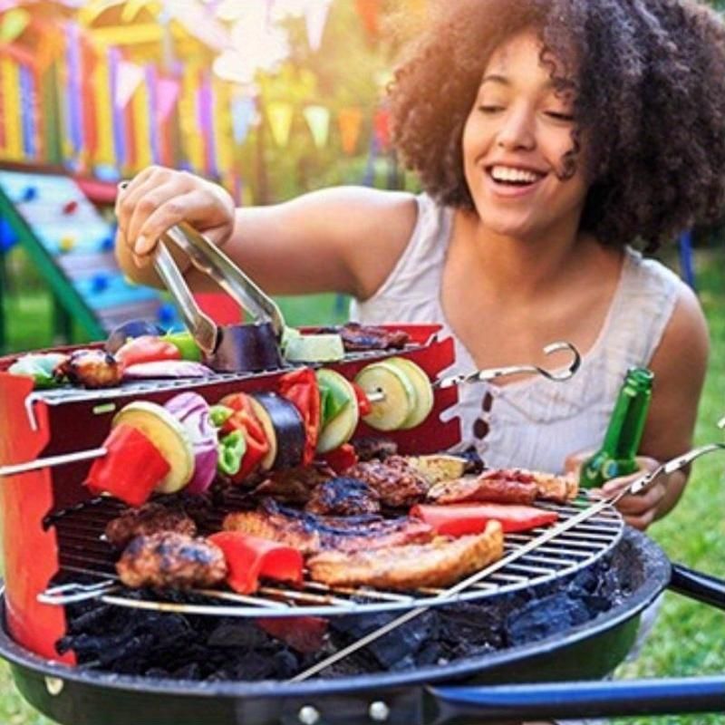 BBQ skewer set, outdoor barbecue Australia, stainless steel skewers, wooden handle skewers, portable skewer set, kebab sticks, grilling accessories - Image 4
