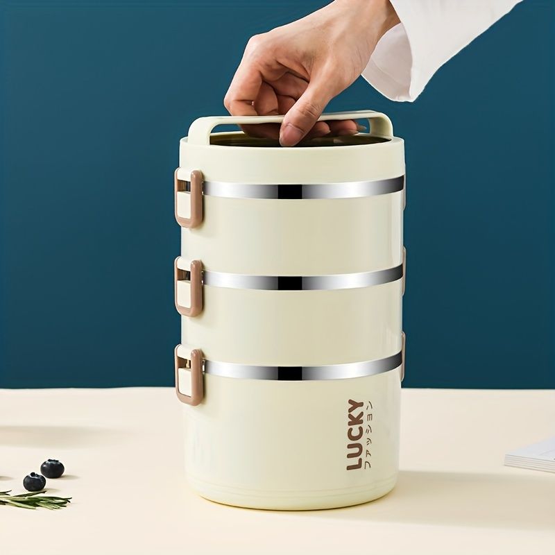 White stainless steel bento box, multi-layer lunch box, food storage container, Australian kitchenware, reusable lunch box, leak-proof food container - Image 2