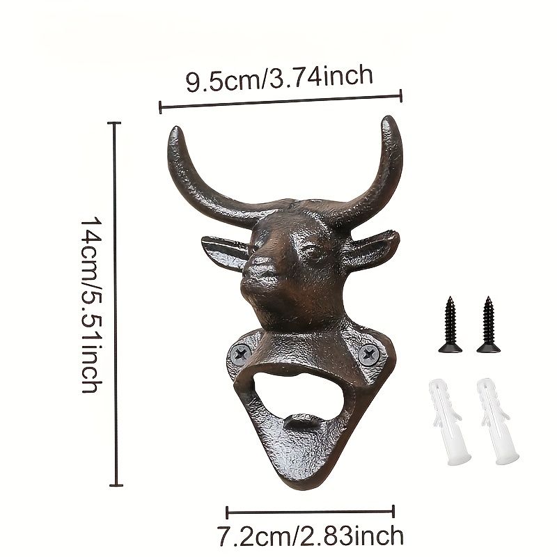 bull head bottle opener, wall mounted bottle opener, kitchen accessory, party item, durable bottle opener, Australian home decor, bar accessory, gift for beer lovers - Image 1