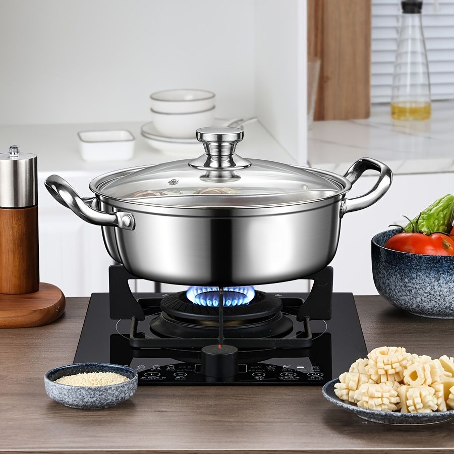 Silver double-layer hot pot, stainless steel hot pot, multi-flavor hot pot, kitchen utensil, durable hot pot, induction compatible hot pot, family dining gift - Image 7