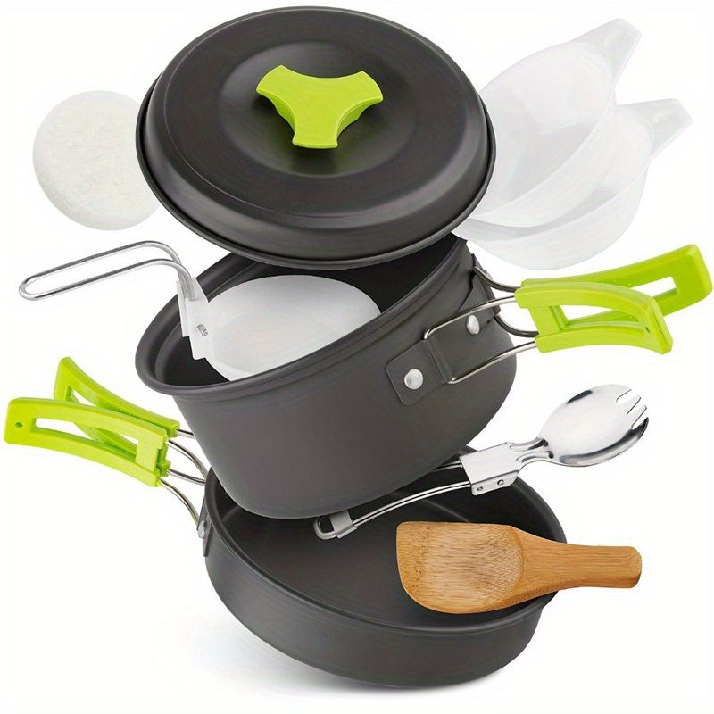 Black outdoor camping cookware, camping pots and pans, outdoor cooking utensils, compact cookware set, durable cookware, Australian camping gear, camp stove cookware, portable cooking set - Image 2