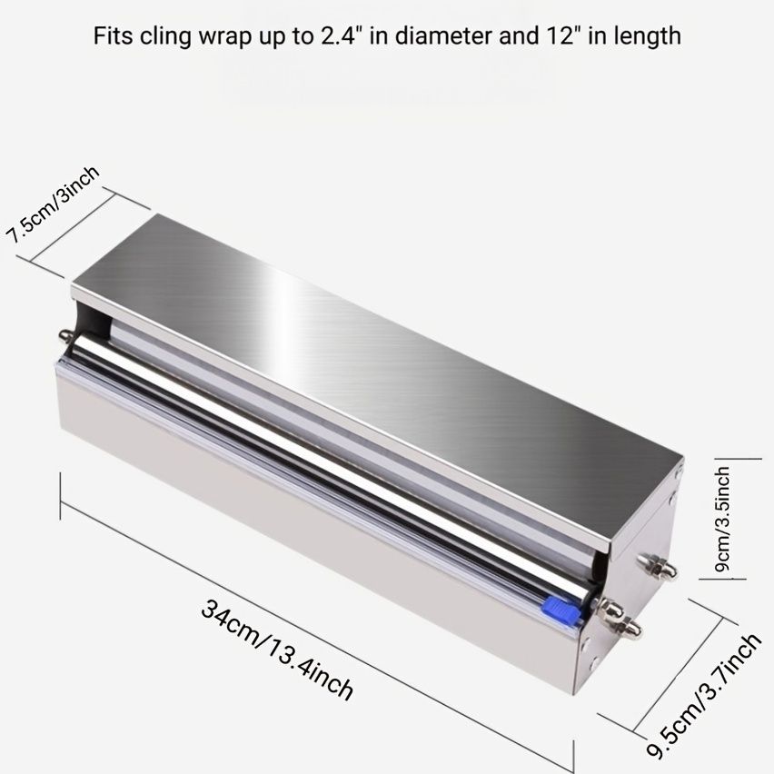 Silver Blue Stainless Steel Cling Wrap Dispenser, Kitchen Storage, Food Storage, Cling Wrap Holder, High-Quality Kitchen Accessory, Australian Kitchen, Wrap Dispenser - Image 3