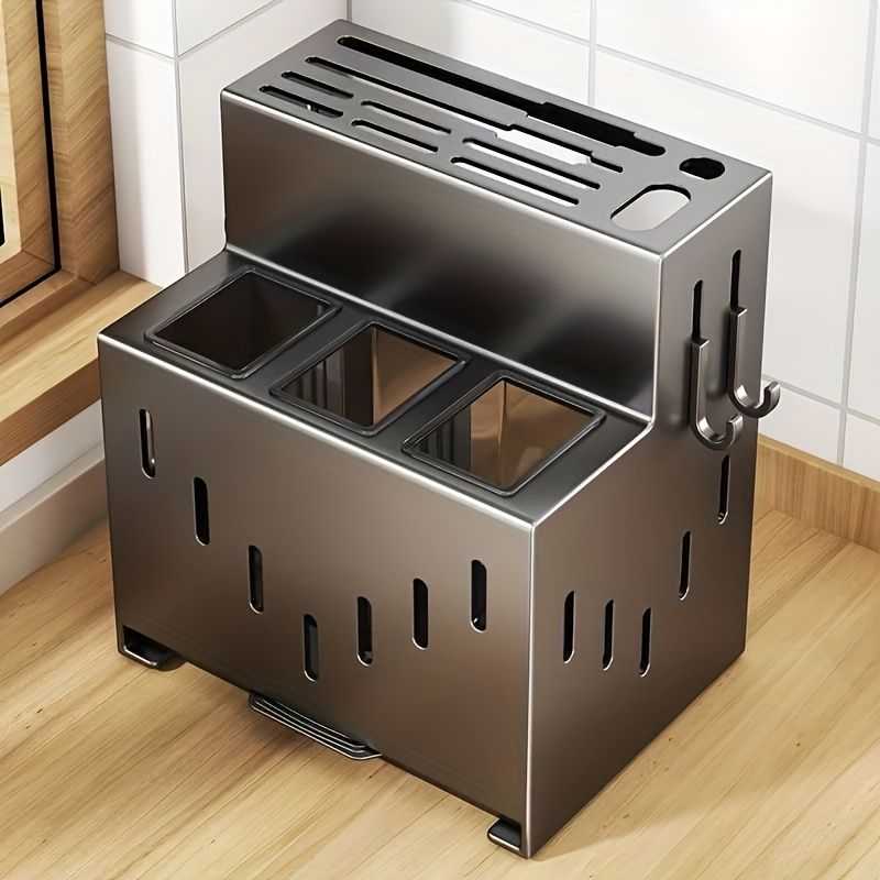 Gray kitchen knife storage rack, kitchen utensils organizer, knife holder, kitchen storage solution, high-quality kitchen rack, knife block organizer, countertop knife rack, Australian kitchen storage, kitchen tool organizer - Image 4