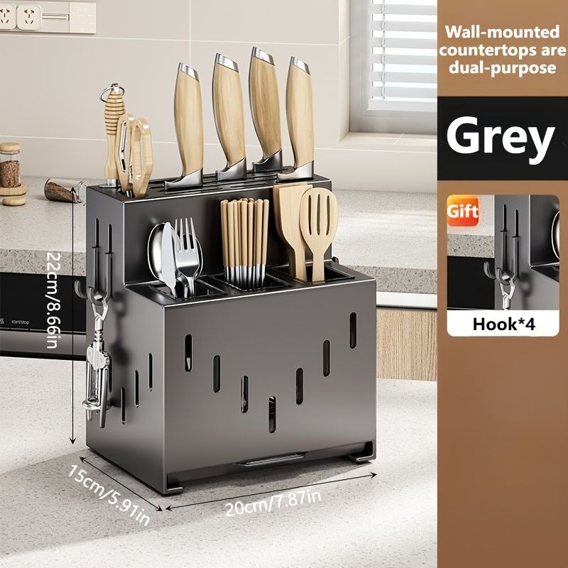 Gray kitchen knife storage rack, kitchen utensils organizer, knife holder, kitchen storage solution, high-quality kitchen rack, knife block organizer, countertop knife rack, Australian kitchen storage, kitchen tool organizer - Image 7