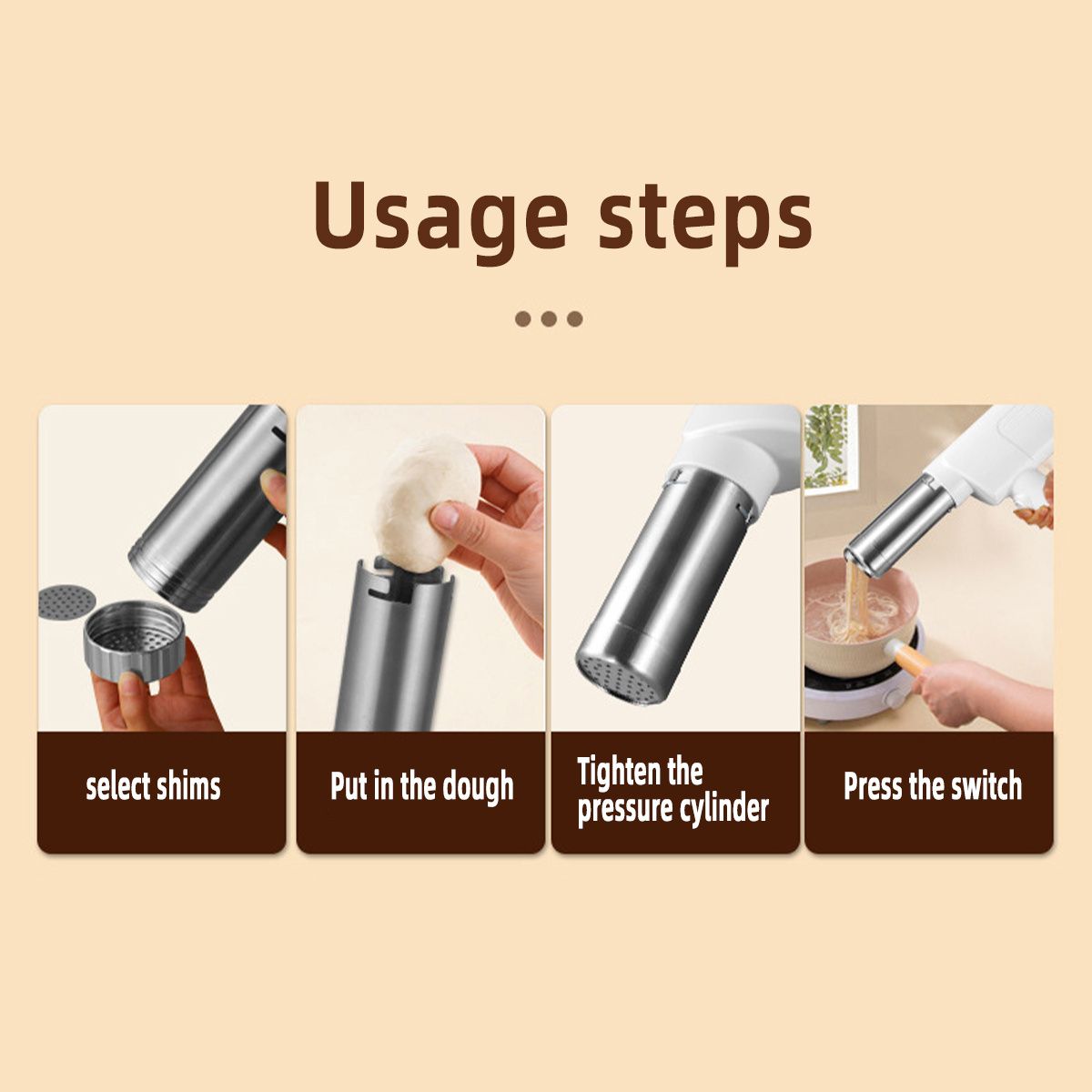 handheld noodle making machine, noodle maker, kitchen appliance, five noodle models, detachable cleaning, high-quality, home cooking, Australia, fresh pasta maker, compact kitchen tool - Image 3