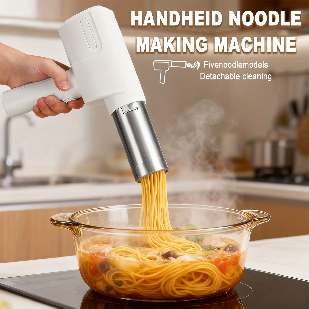 handheld noodle making machine, noodle maker, kitchen appliance, five noodle models, detachable cleaning, high-quality, home cooking, Australia, fresh pasta maker, compact kitchen tool - Image 6