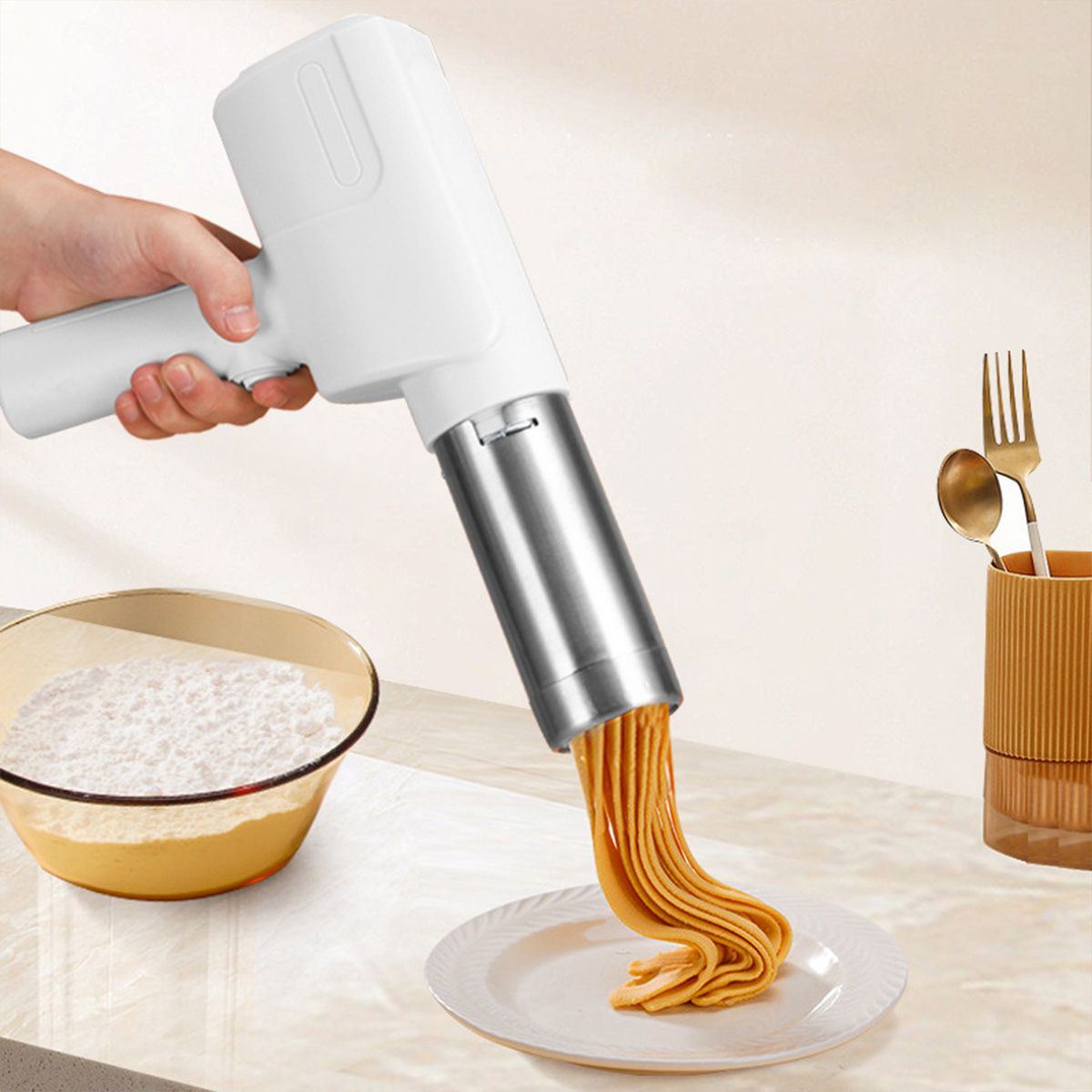 handheld noodle making machine, noodle maker, kitchen appliance, five noodle models, detachable cleaning, high-quality, home cooking, Australia, fresh pasta maker, compact kitchen tool - Image 7