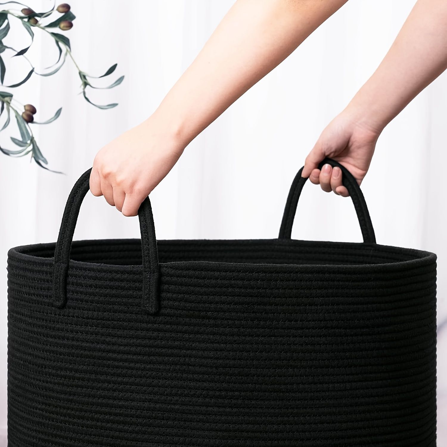 woven laundry basket, durable laundry basket, spacious laundry hamper, stylish laundry storage, Australian home organisation, multi-purpose storage basket, ergonomic handles, decorative laundry bin - Image 2