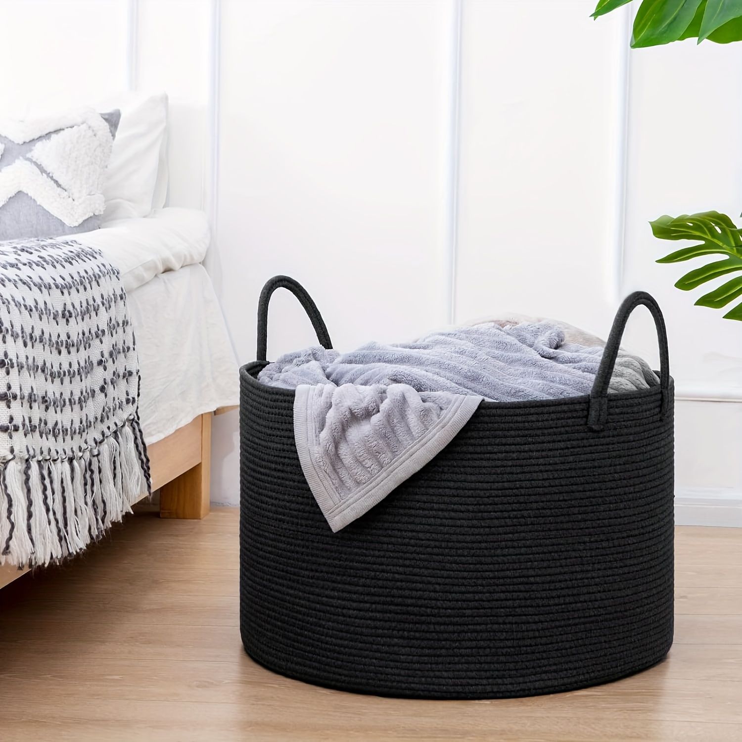woven laundry basket, durable laundry basket, spacious laundry hamper, stylish laundry storage, Australian home organisation, multi-purpose storage basket, ergonomic handles, decorative laundry bin - Image 3