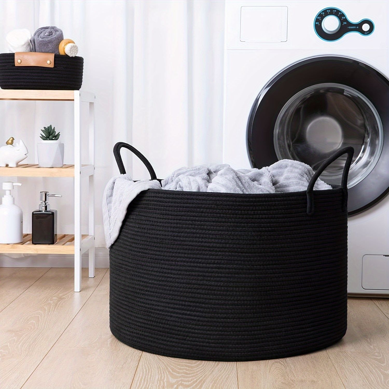 woven laundry basket, durable laundry basket, spacious laundry hamper, stylish laundry storage, Australian home organisation, multi-purpose storage basket, ergonomic handles, decorative laundry bin - Image 5