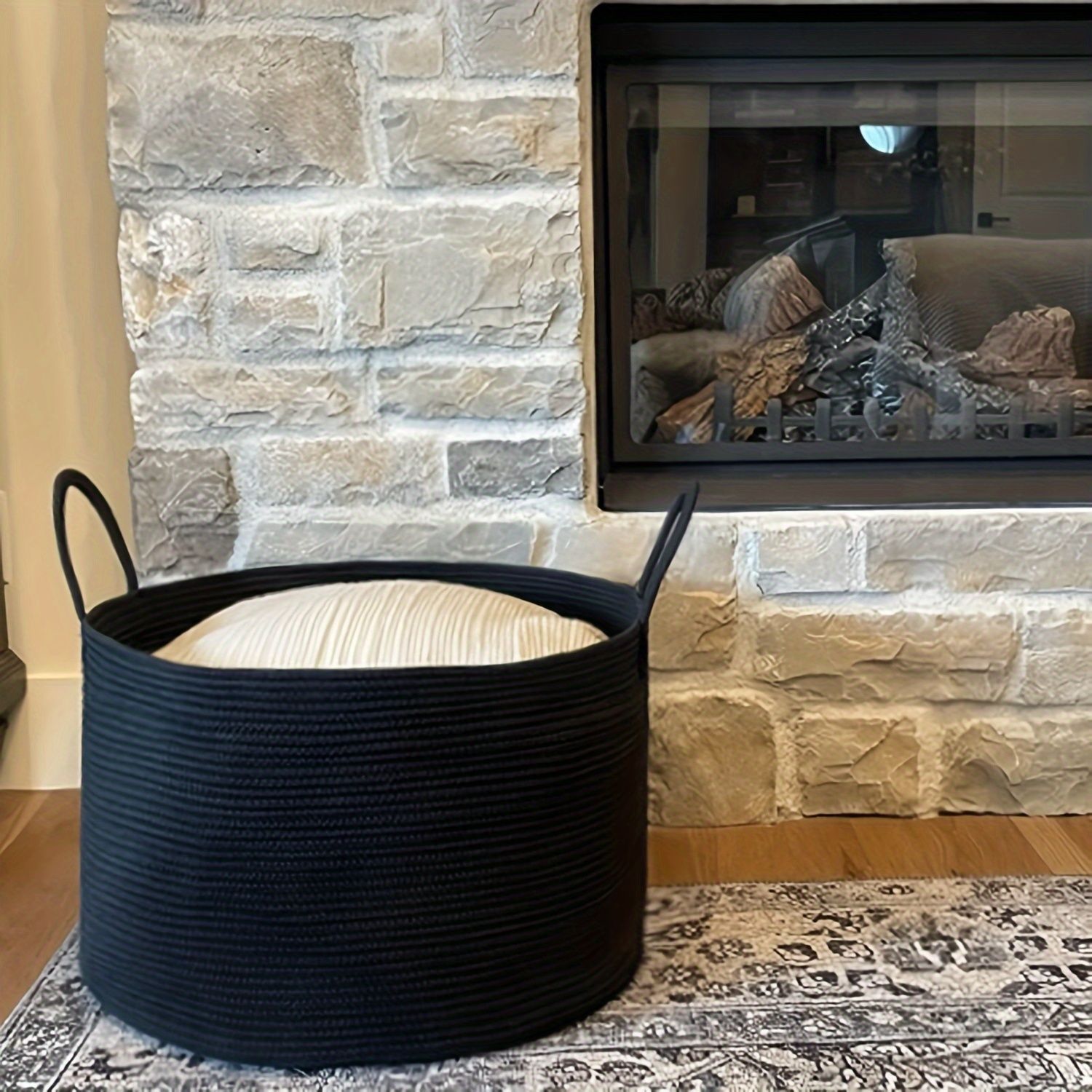 woven laundry basket, durable laundry basket, spacious laundry hamper, stylish laundry storage, Australian home organisation, multi-purpose storage basket, ergonomic handles, decorative laundry bin - Image 7