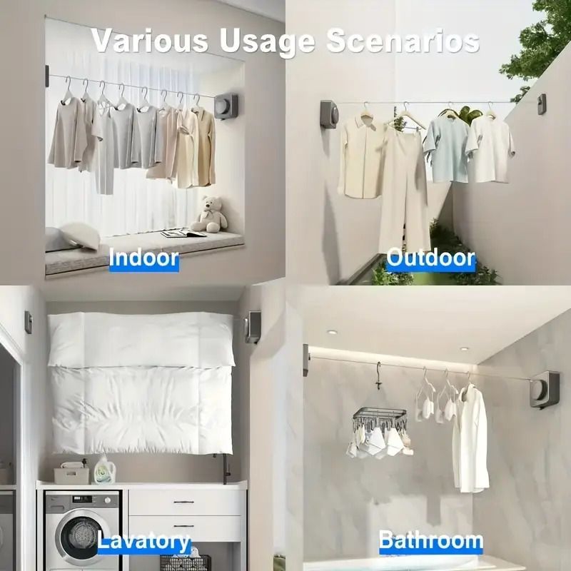 White wall-mounted clothes hanger, adjustable hanger, laundry hanger, home organization, high-quality hanger, space saving hanger, wall clothes rail, Australian home, coat hanger wall mount - Image 5