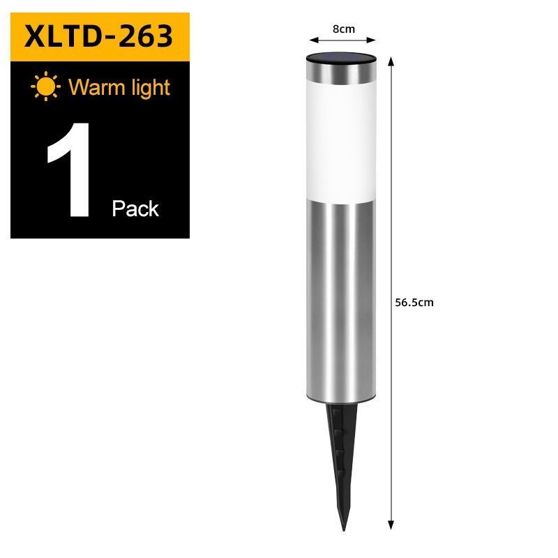 solar lawn lights, stainless steel outdoor lights, 3-LED garden lights, waterproof outdoor lights, modern outdoor lighting, cylindrical solar lights, Australian outdoor lights - Silver - toned warm light - Size 1PCS - Image 1