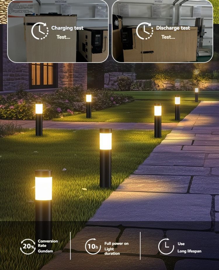 solar lawn lights, stainless steel outdoor lights, 3-LED garden lights, waterproof outdoor lights, modern outdoor lighting, cylindrical solar lights, Australian outdoor lights - Silver white light - Size 2PCS - Image 5