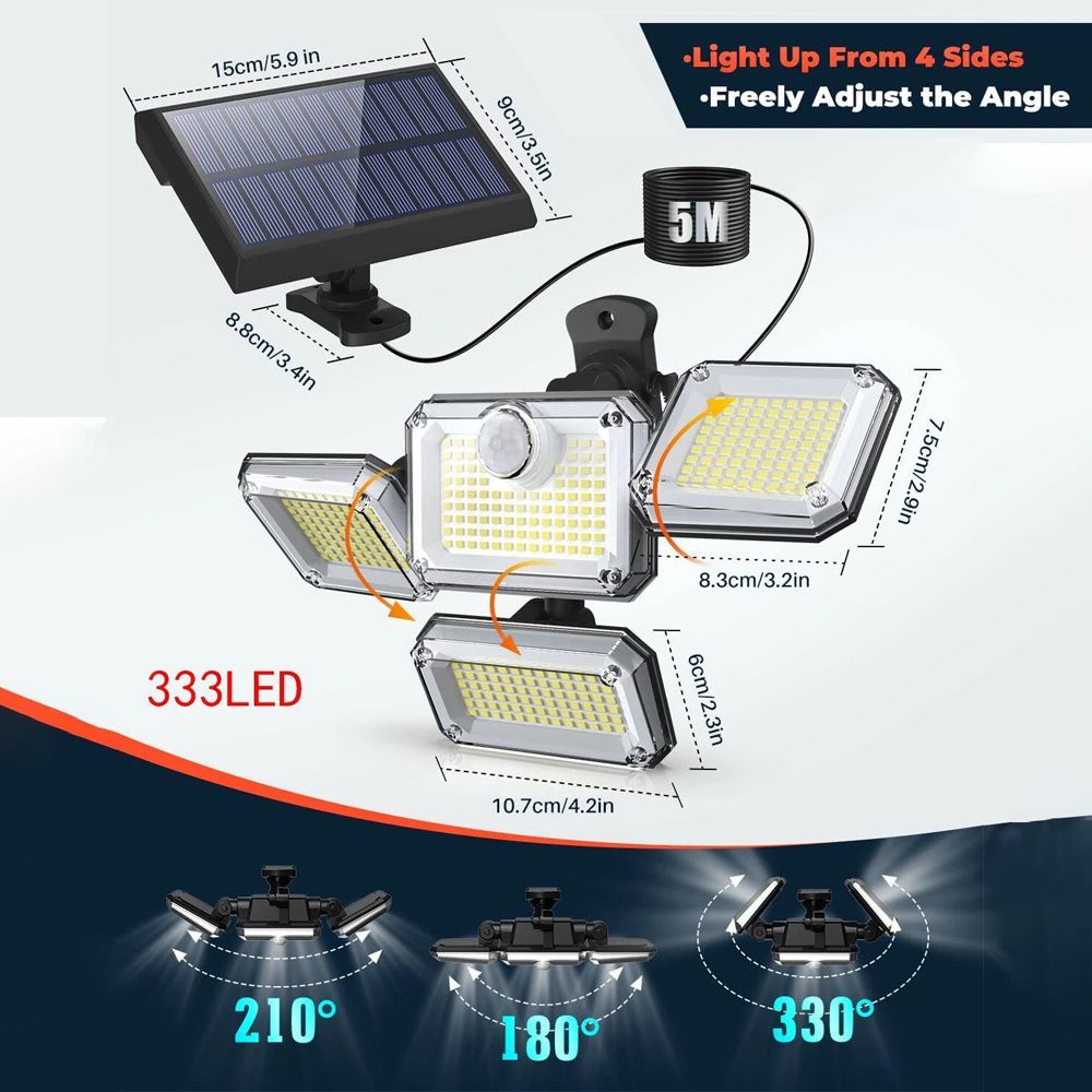 solar outdoor light, motion sensor wall light, waterproof led light, rotatable solar panel, Australian outdoor lighting, energy saving garden light, dusk to dawn light - White light - Size 1PCS - Image 5