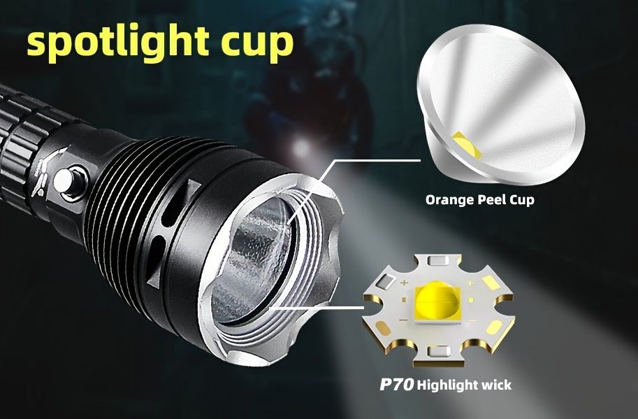 LED diving flashlight, high-lumen flashlight, 26650 battery flashlight, professional diving flashlight, multi-mode flashlight, anti-slip flashlight, underwater torch, outdoor lighting, Australia - Black - Size 黄光 - Image 8