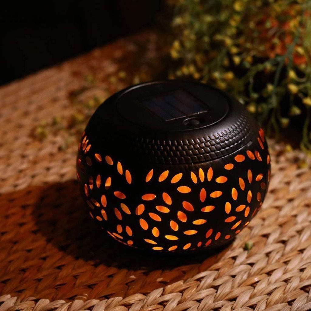 solar table lamp, outdoor metal lamp, IP65 lamp, ambient projection light, garden night light, bedroom decor lamp, party lighting, Australian outdoor decor - Black - Size 2PCS - Image 1