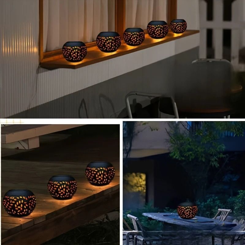 solar table lamp, outdoor metal lamp, IP65 lamp, ambient projection light, garden night light, bedroom decor lamp, party lighting, Australian outdoor decor - White - Size 2PCS - Image 5