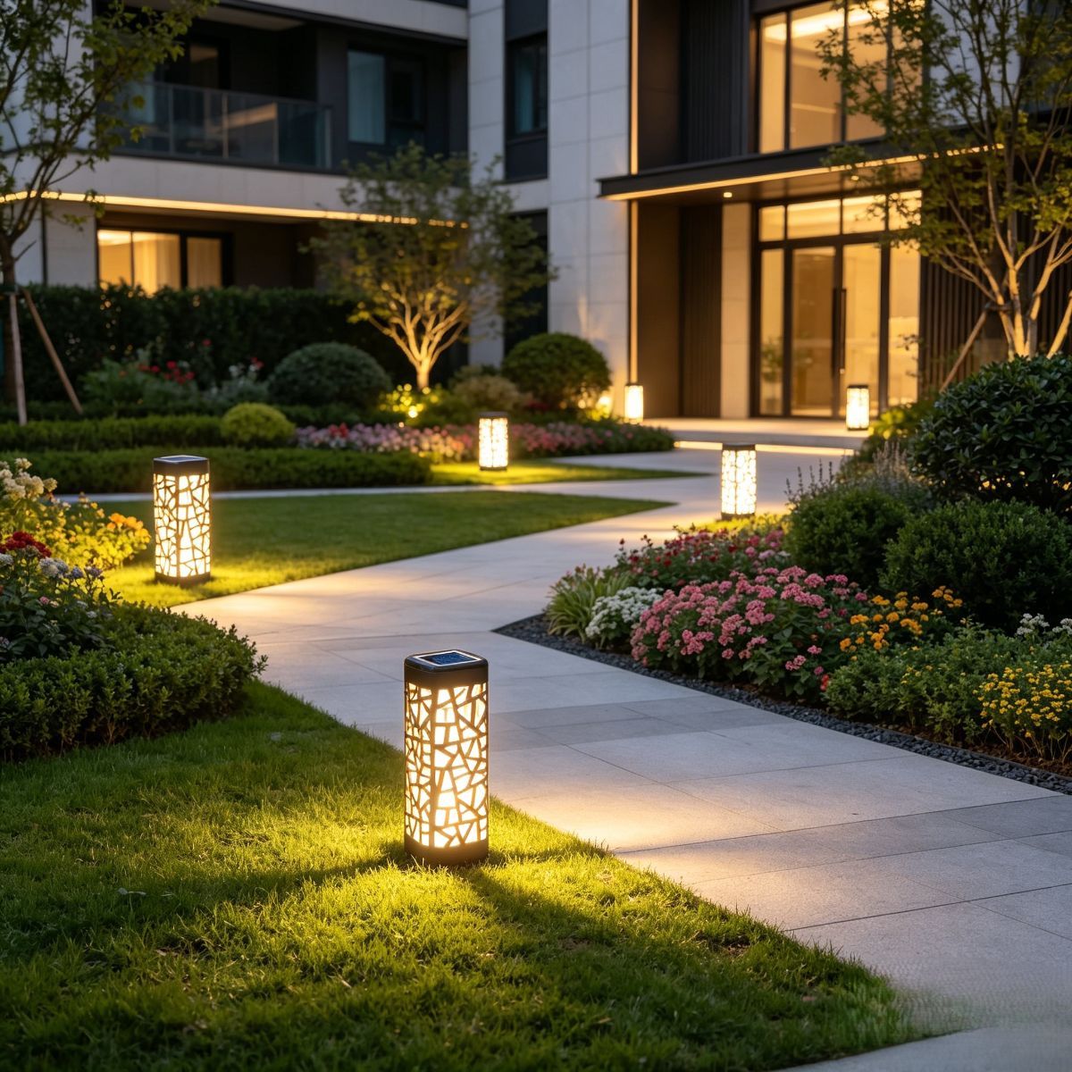 solar garden lights, outdoor waterproof lights, warm white LED pathway lights, automatic dusk to dawn lights, landscape lighting, lawn lights, patio lights, driveway lights, solar stake lights, Australian outdoor lights - Warm light - Size 6PCS - Image 5