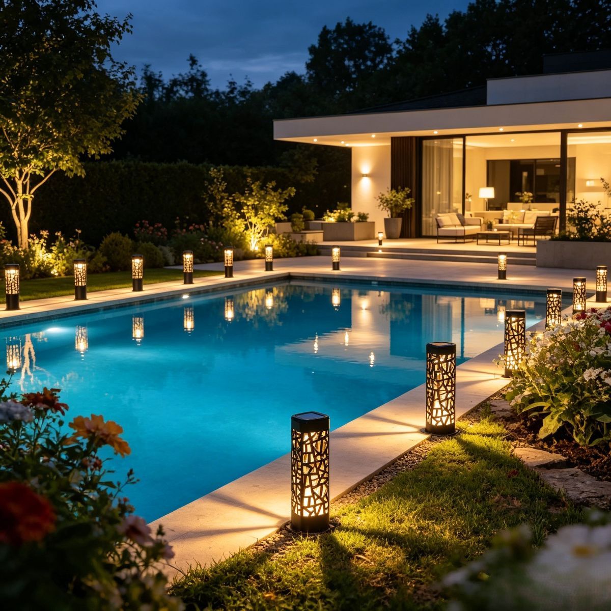 solar garden lights, outdoor waterproof lights, warm white LED pathway lights, automatic dusk to dawn lights, landscape lighting, lawn lights, patio lights, driveway lights, solar stake lights, Australian outdoor lights - White light - Size 6PCS - Image 4