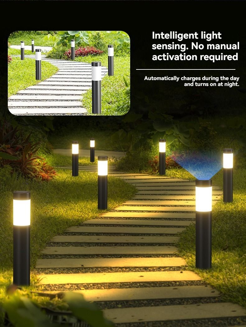 Solar Lawn Lights Stainless Steel Outdoor Lights 3-LED Garden Lights Waterproof - Black warm light - Size 2PCS - Image 8