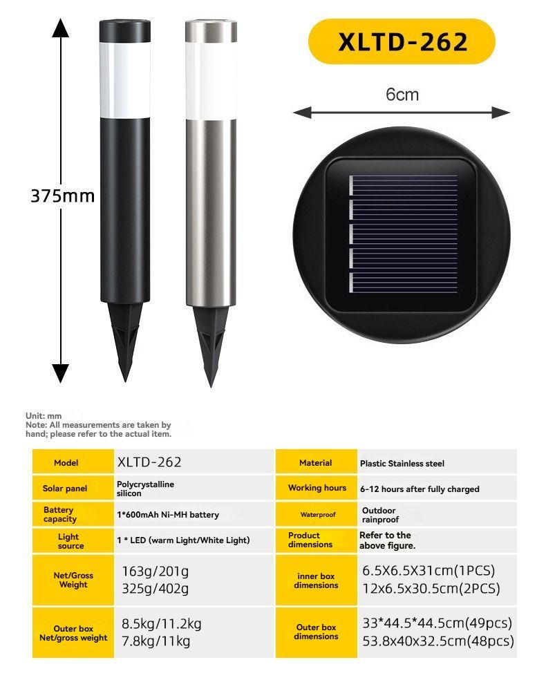 Solar Lawn Lights Stainless Steel Outdoor Lights 3-LED Garden Lights Waterproof - Silver - toned warm light - Size 1PCS - Image 2
