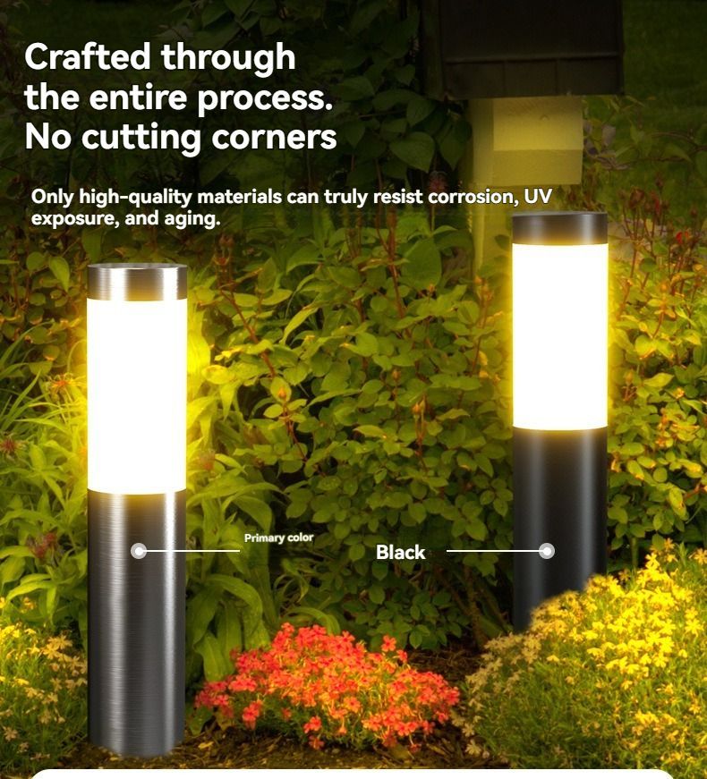 Solar Lawn Lights Stainless Steel Outdoor Lights 3-LED Garden Lights Waterproof - Silver white light - Size 1PCS - Image 1