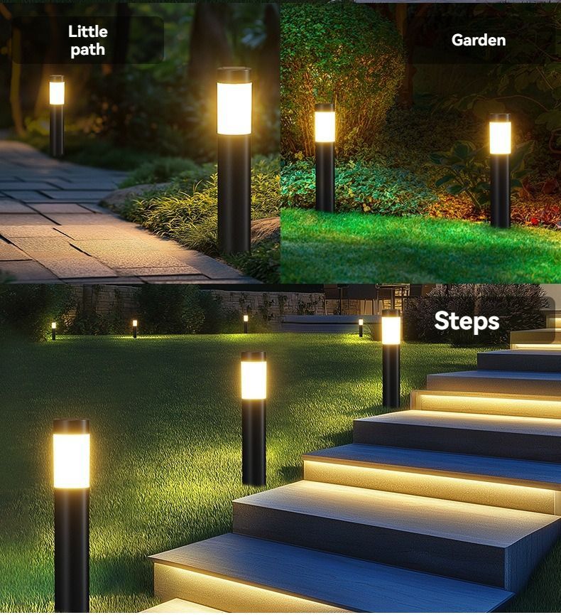 Solar Lawn Lights Stainless Steel Outdoor Lights 3-LED Garden Lights Waterproof - Silver white light - Size 2PCS - Image 1