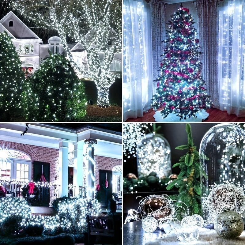 solar outdoor string lights, 300LED solar lights, copper wire fairy lights, 8-pattern solar lights, garden lights Australia, courtyard lights, Christmas lights, party lights, wedding lights, warm white, cool white, multi-color solar lights - Multi - Size - Image 5