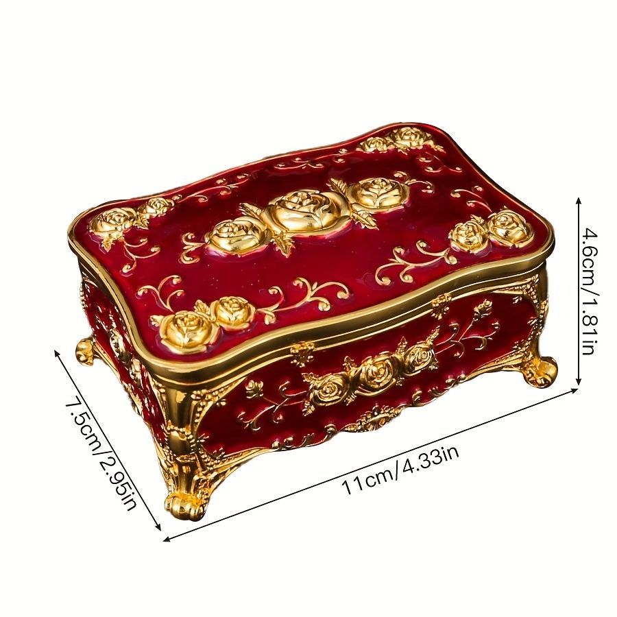 Pearl Enamel Jewelry Box, Red Enamel Jewelry Box, Gold-Plated Jewelry Box, Home Decor, Jewelry Storage, Luxury Gift, Australian Gift, Dressing Table Decor - Blue - Size L - Image 2