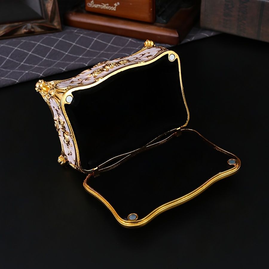 Pearl Enamel Jewelry Box, Red Enamel Jewelry Box, Gold-Plated Jewelry Box, Home Decor, Jewelry Storage, Luxury Gift, Australian Gift, Dressing Table Decor - Blue - Size L - Image 3