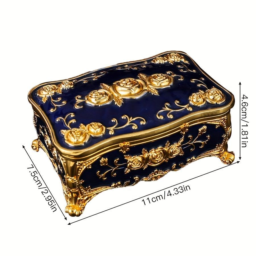 Pearl Enamel Jewelry Box, Red Enamel Jewelry Box, Gold-Plated Jewelry Box, Home Decor, Jewelry Storage, Luxury Gift, Australian Gift, Dressing Table Decor - Red - Size L - Image 3