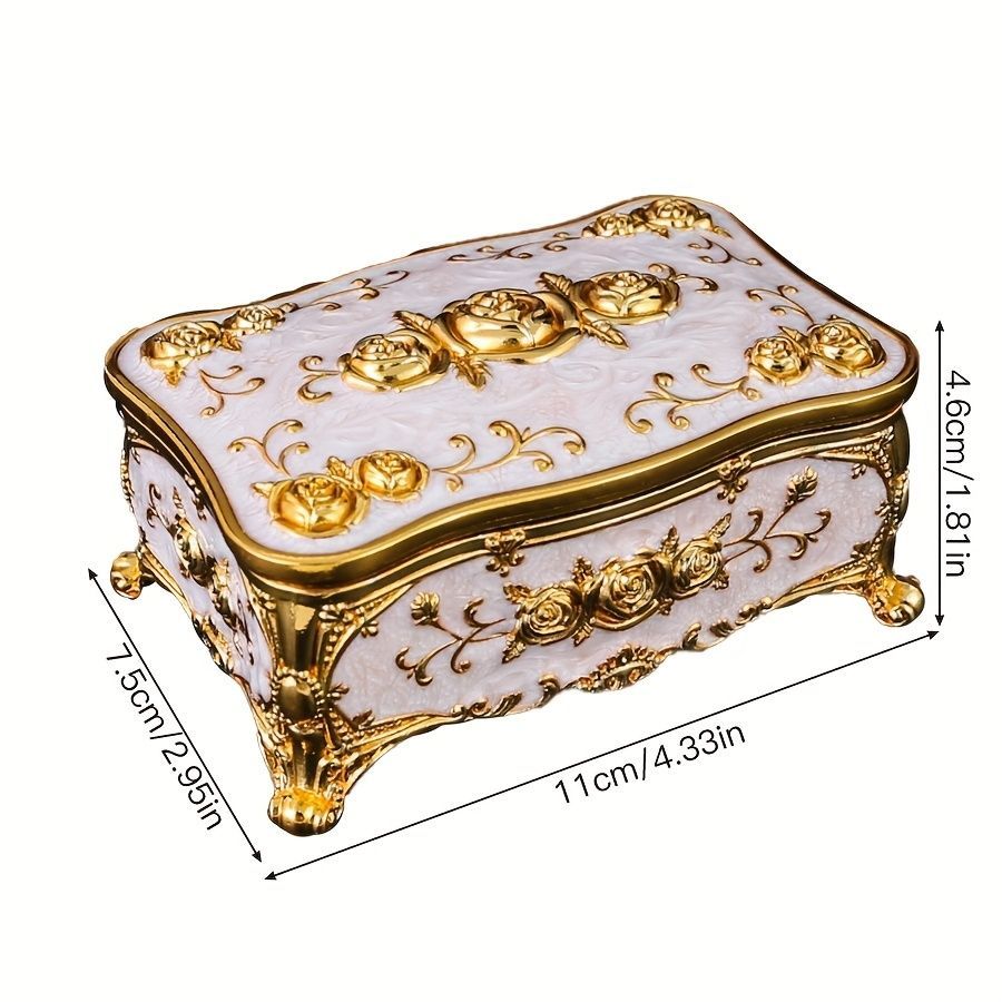 Pearl Enamel Jewelry Box, Red Enamel Jewelry Box, Gold-Plated Jewelry Box, Home Decor, Jewelry Storage, Luxury Gift, Australian Gift, Dressing Table Decor - Red - Size L - Image 5