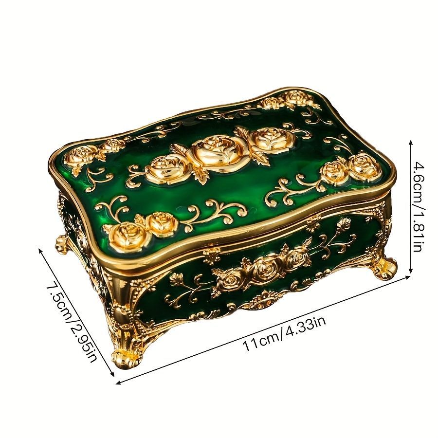 Pearl Enamel Jewelry Box, Red Enamel Jewelry Box, Gold-Plated Jewelry Box, Home Decor, Jewelry Storage, Luxury Gift, Australian Gift, Dressing Table Decor - Red - Size L - Image 6