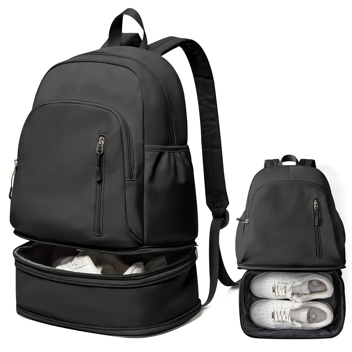 Travel Backpack Shoe Compartment Durable Backpack Travel Accessories Carry-On - Black - Size Regular - Image 2