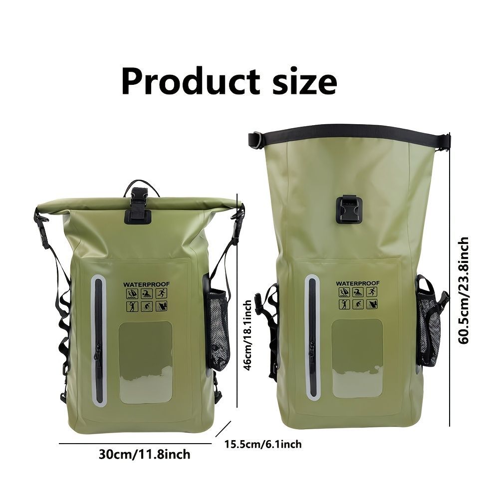 waterproof backpack, dry-wet separation, outdoor sports backpack, fishing backpack, camping backpack, canyoning backpack, swimming backpack, rafting backpack, waterproof gear, Australia outdoor backpack, hiking backpack water resistant - army green - Size - Image 4