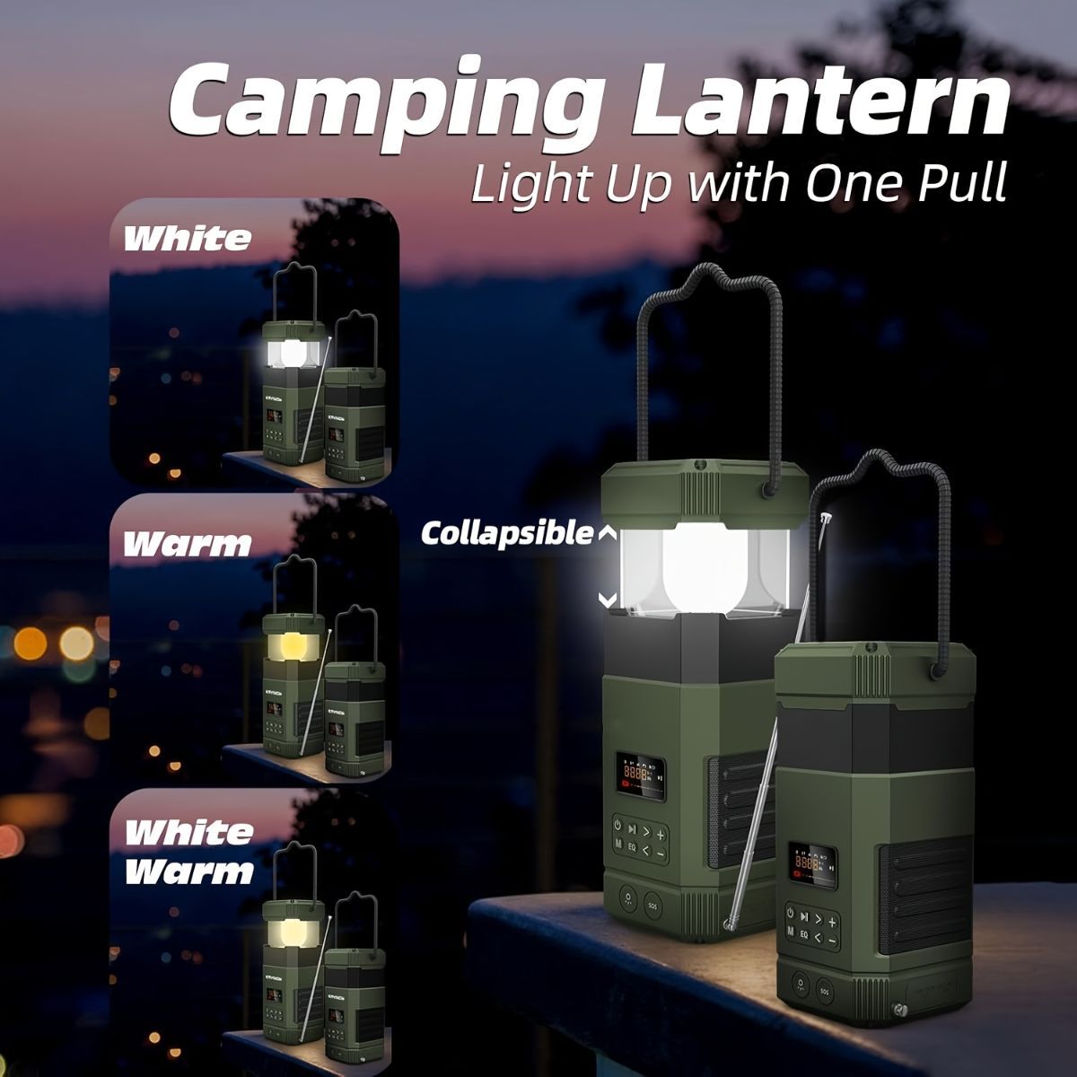 AM FM radio, NOAA weather alert radio, hand crank emergency radio, solar camping light, Bluetooth speaker radio, portable phone charger radio, outdoor survival radio, camping radio Australia, disaster preparedness radio, rechargeable weather radio - Green - Image 6