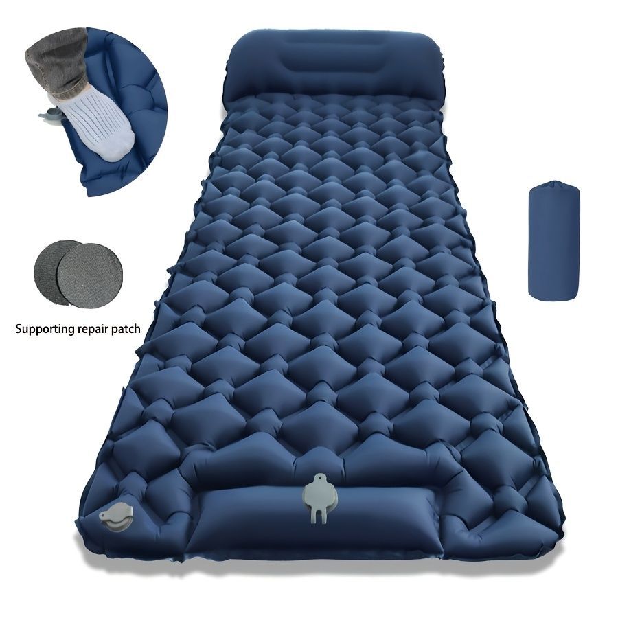 Camping Inflatable Mattress Breathable Camping Mattress Nylon Fabric Inflatable - Black - Size 190cm - Image 4